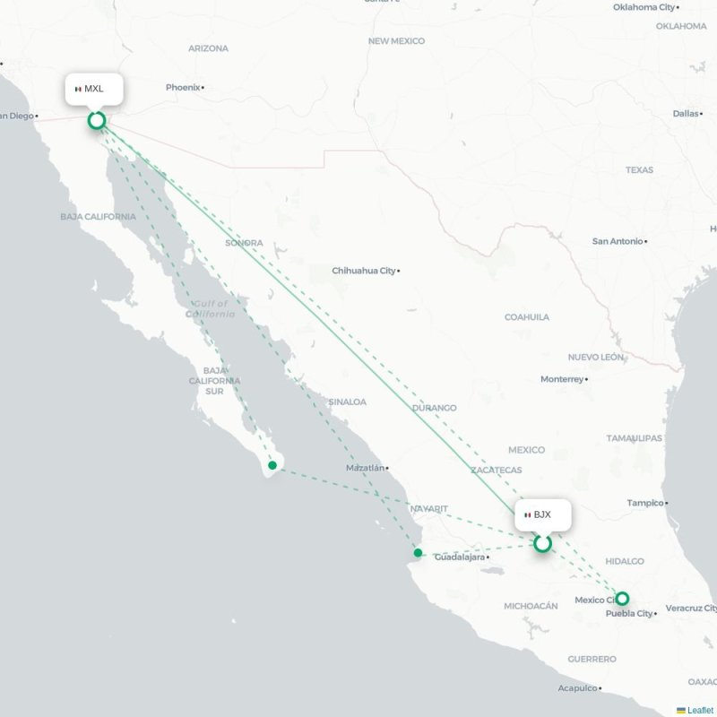 BJX - MXL route map