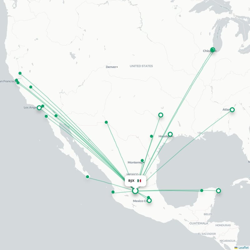 Route map Guanajuato  BJX 