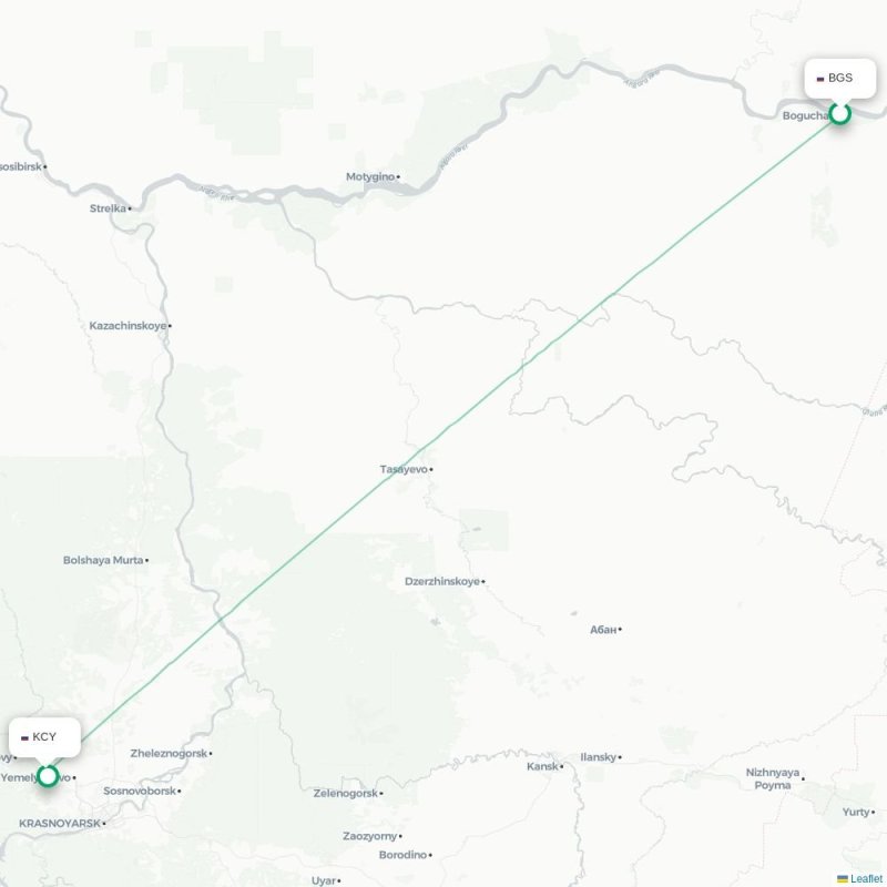 BKA - KCY route map
