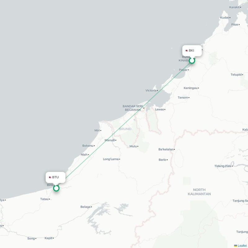 BKI - BTU route map