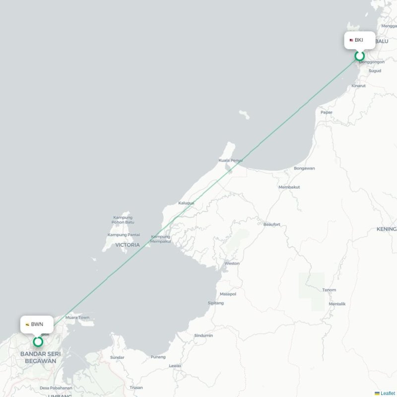 BKI - BWN route map