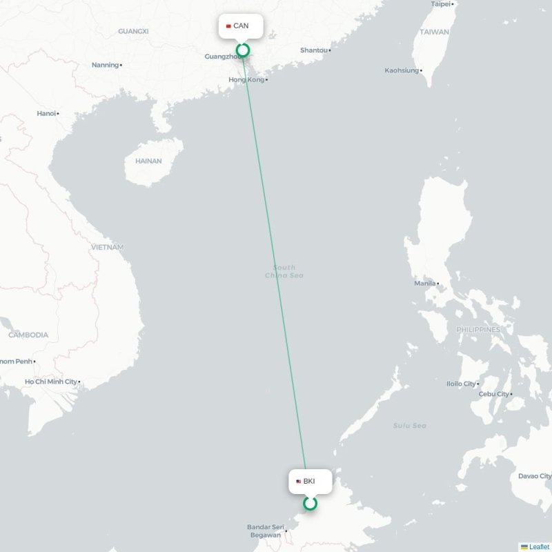 BKI - CAN route map