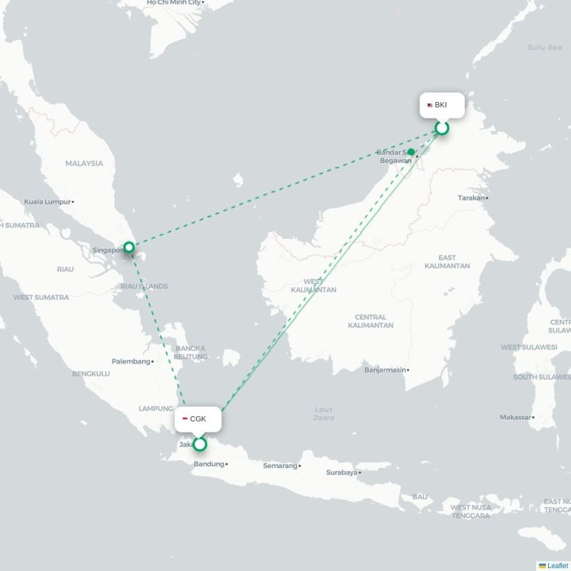 BKI - CGK route map