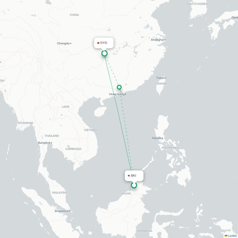 BKI - DYG route map
