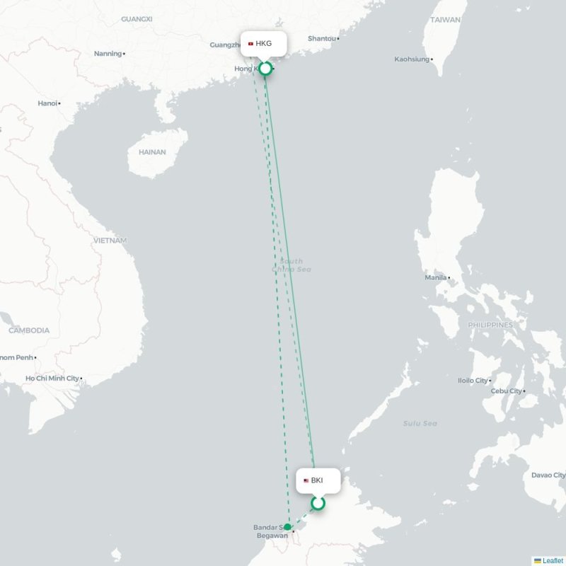 BKI - HKG route map