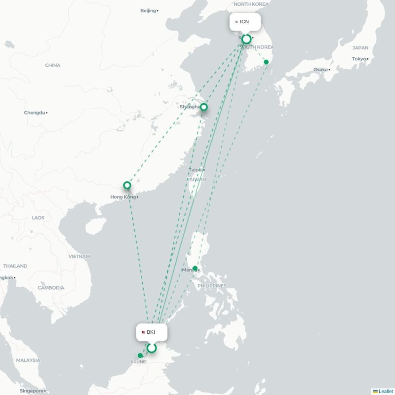 BKI - ICN route map