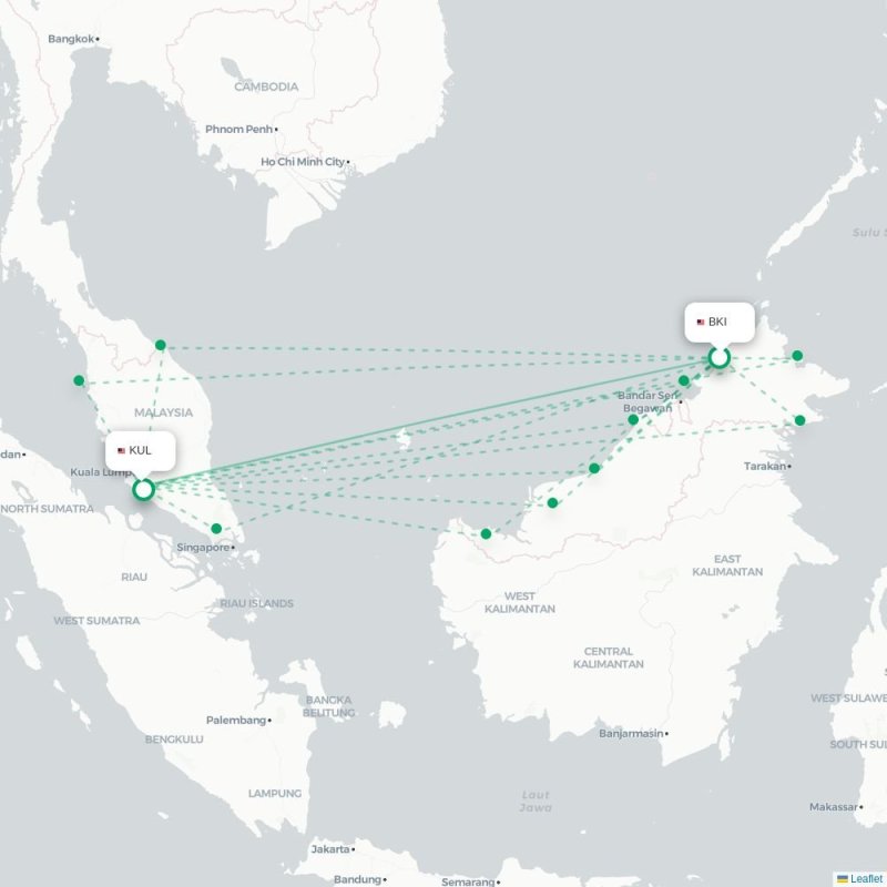 BKI - KUL route map