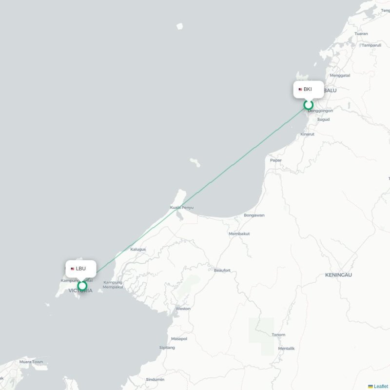 BKI - LBU route map