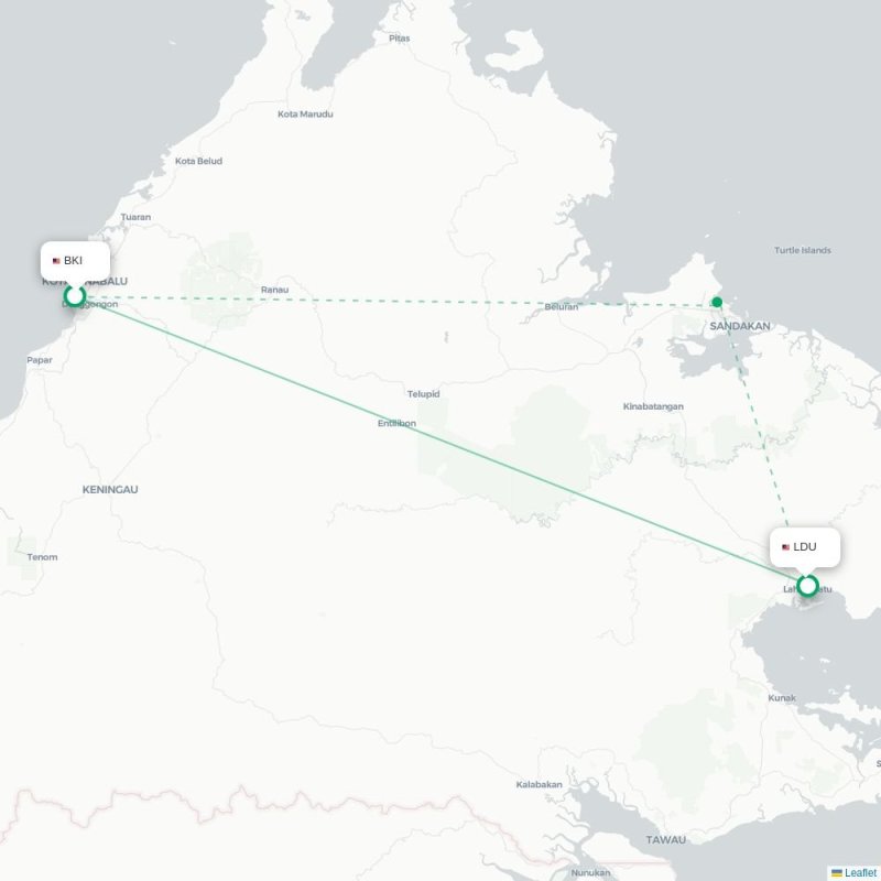 BKI - LDU route map