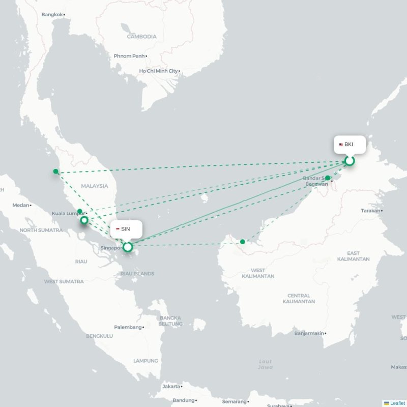 BKI - SIN route map