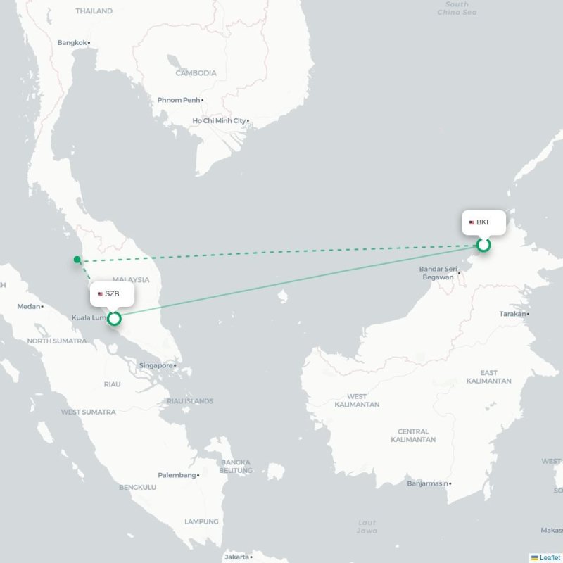 BKI - SZB route map