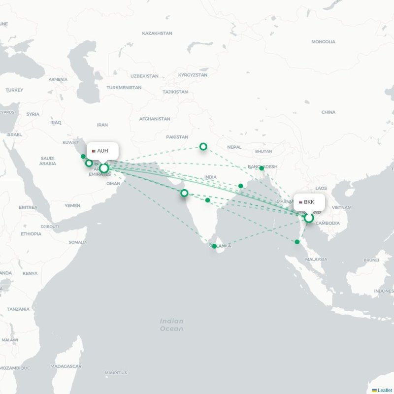 BKK - AUH route map