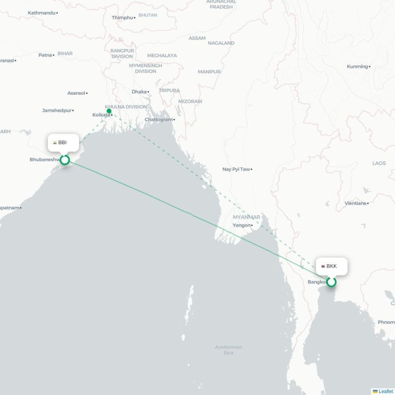 BKK - BBI route map