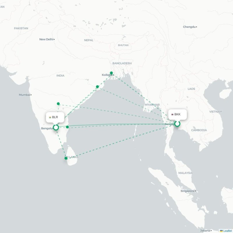 BKK - BLR route map