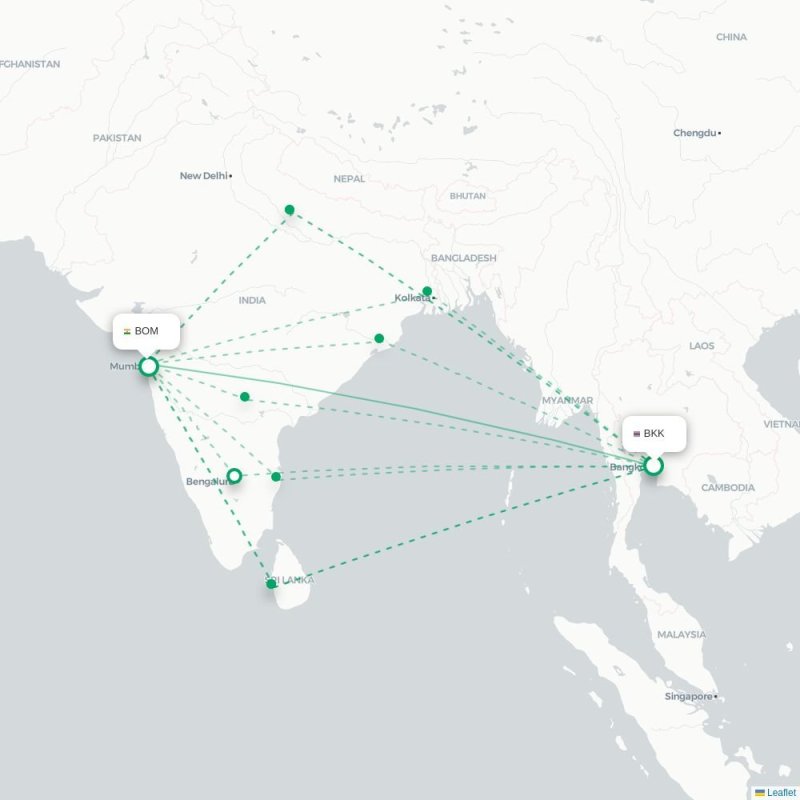 BKK - BOM route map
