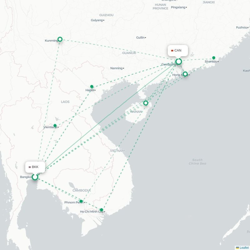 BKK - CAN route map