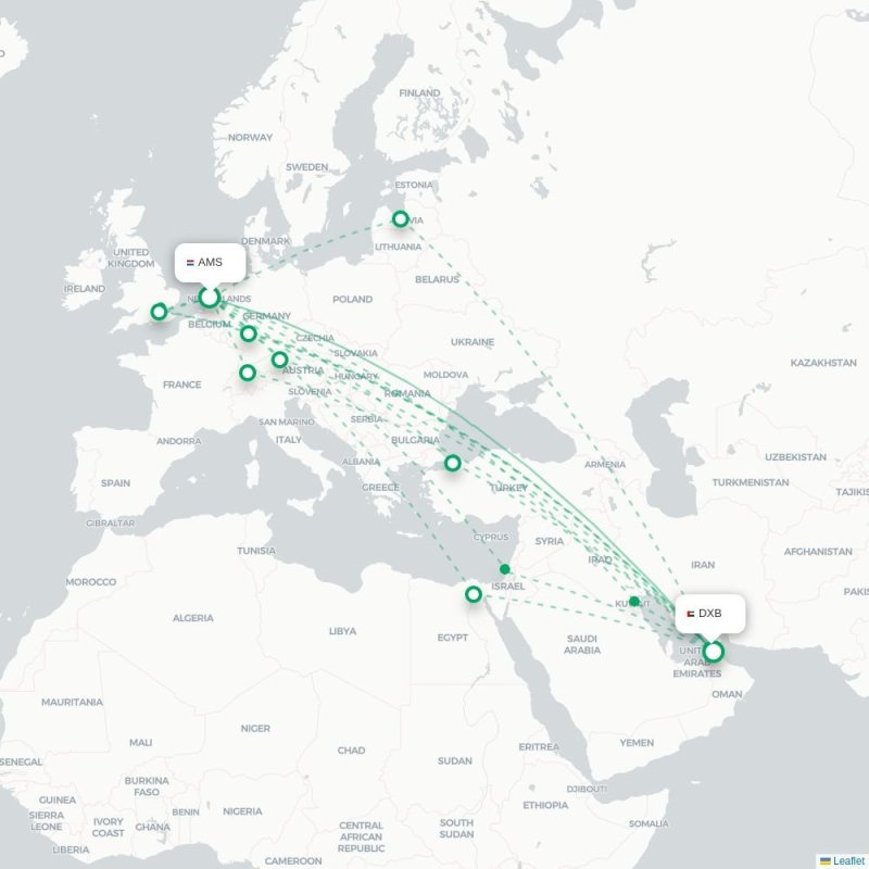 BKK - DXB route map