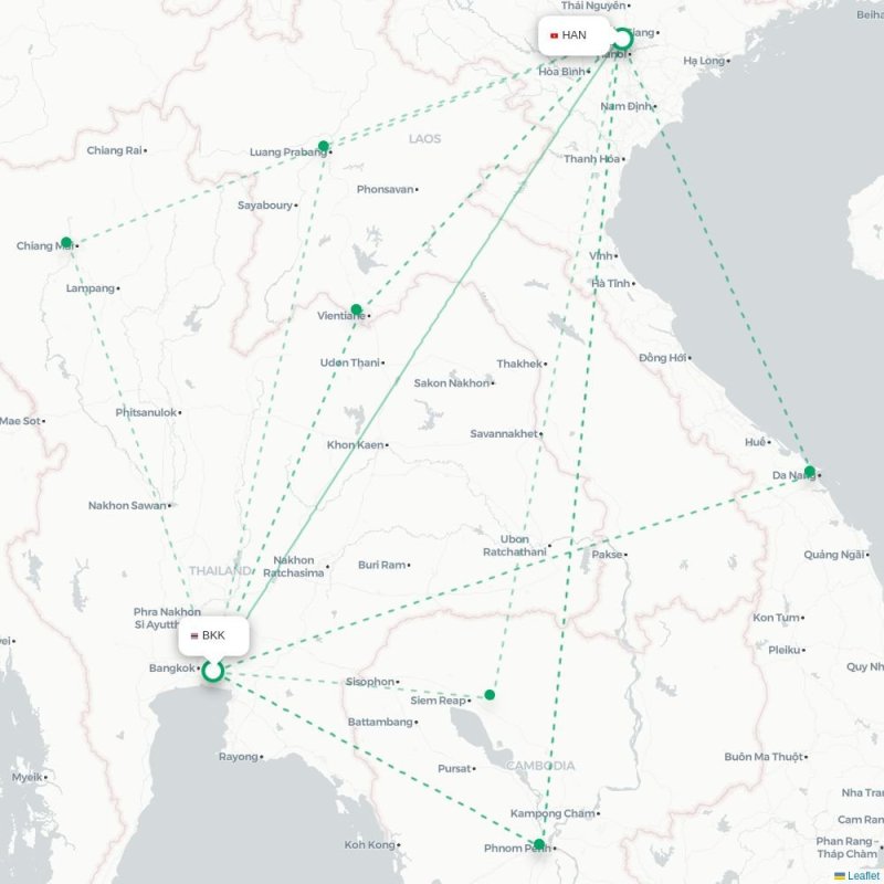 BKK - HAN route map