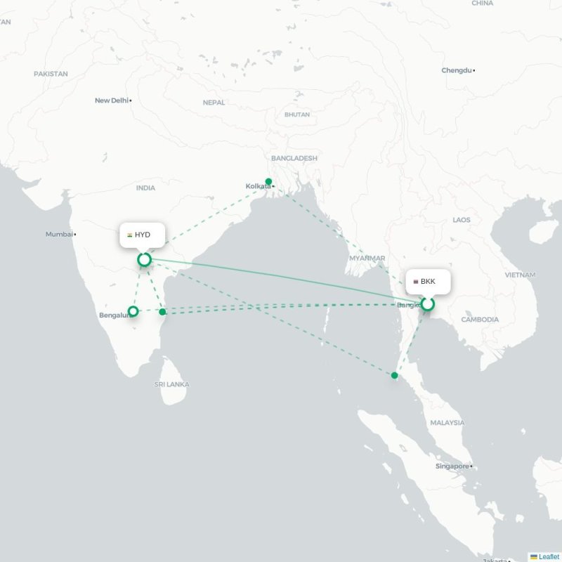 BKK - HYD route map