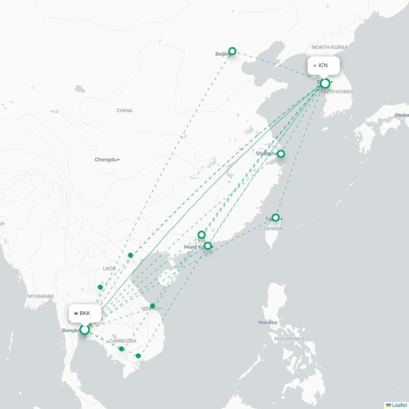 BKK - ICN route map