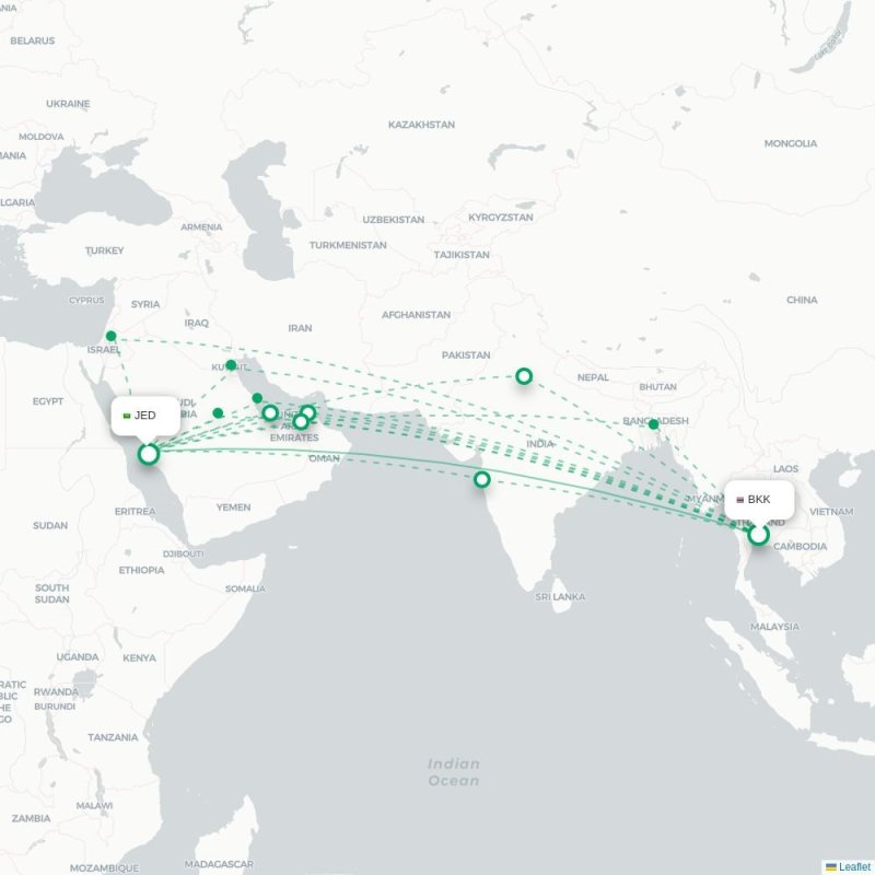 BKK - JED route map