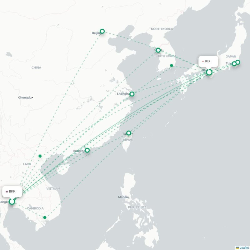 BKK - KIX route map