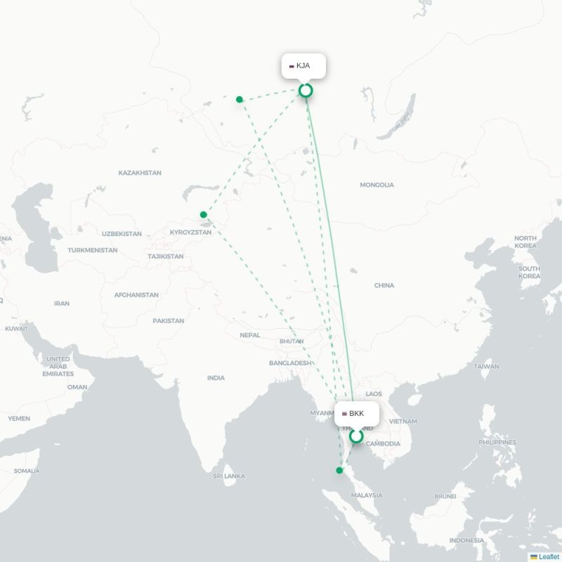 BKK - KJA route map