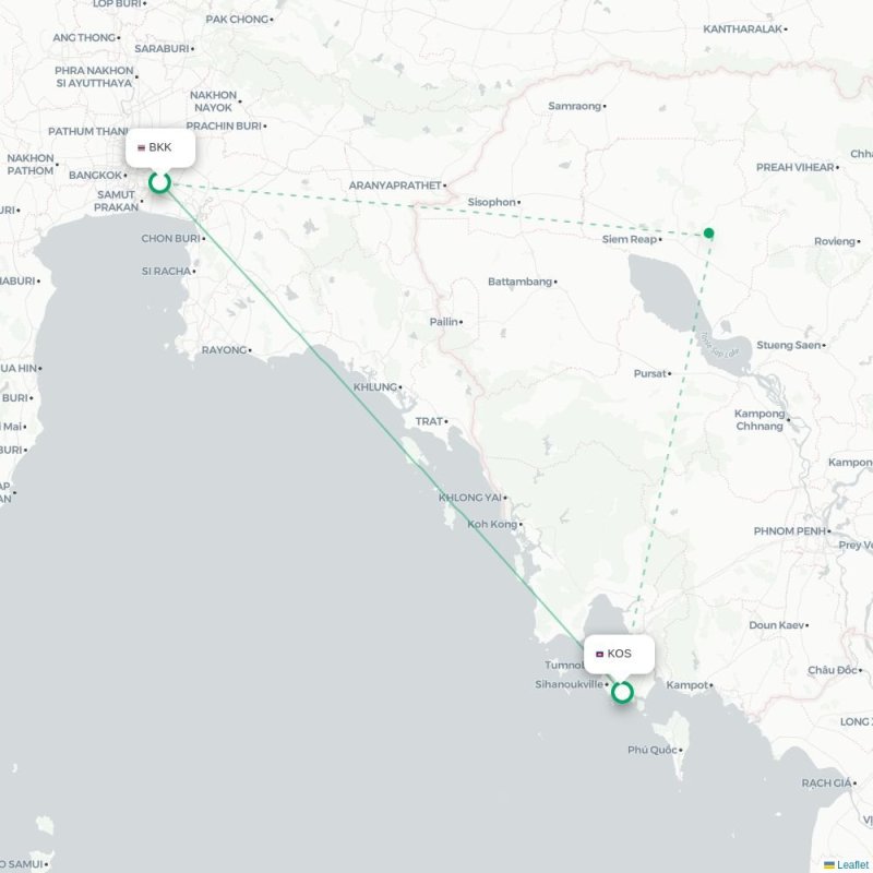 BKK - KOS route map