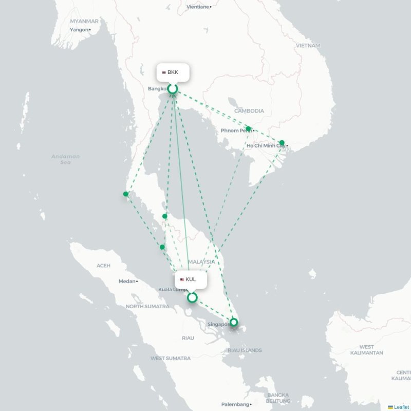 BKK - KUL route map