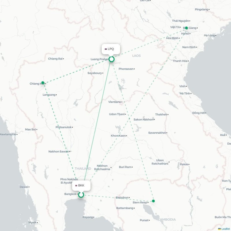BKK - LPQ route map