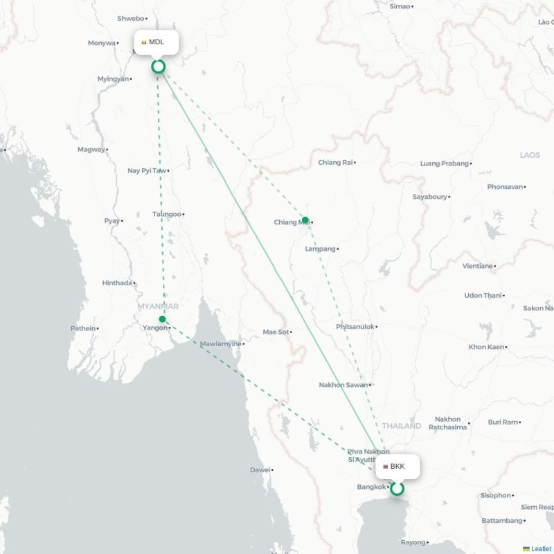 BKK - MDL route map