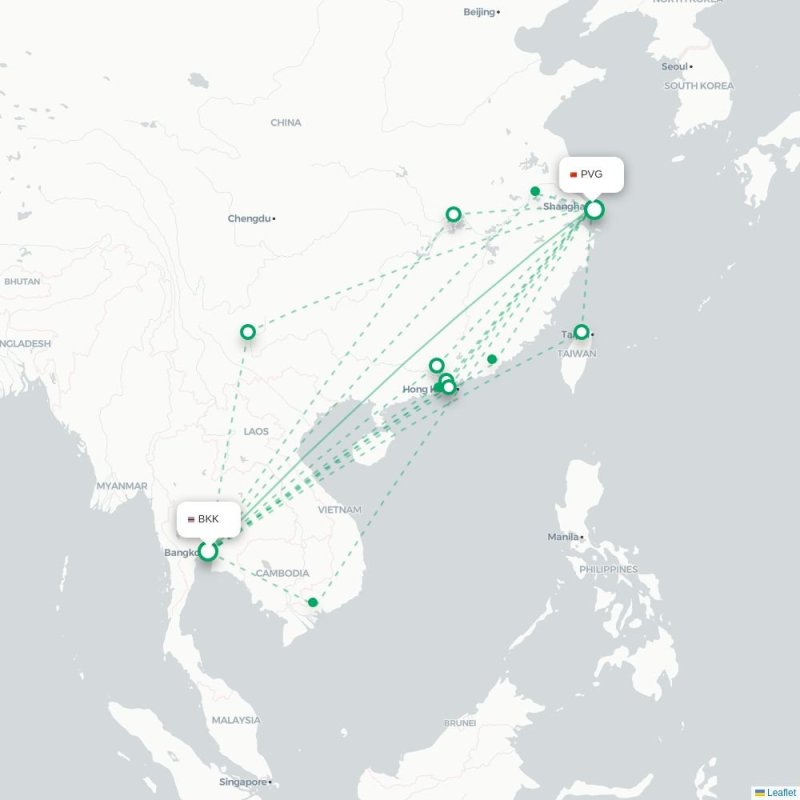 BKK - PVG route map