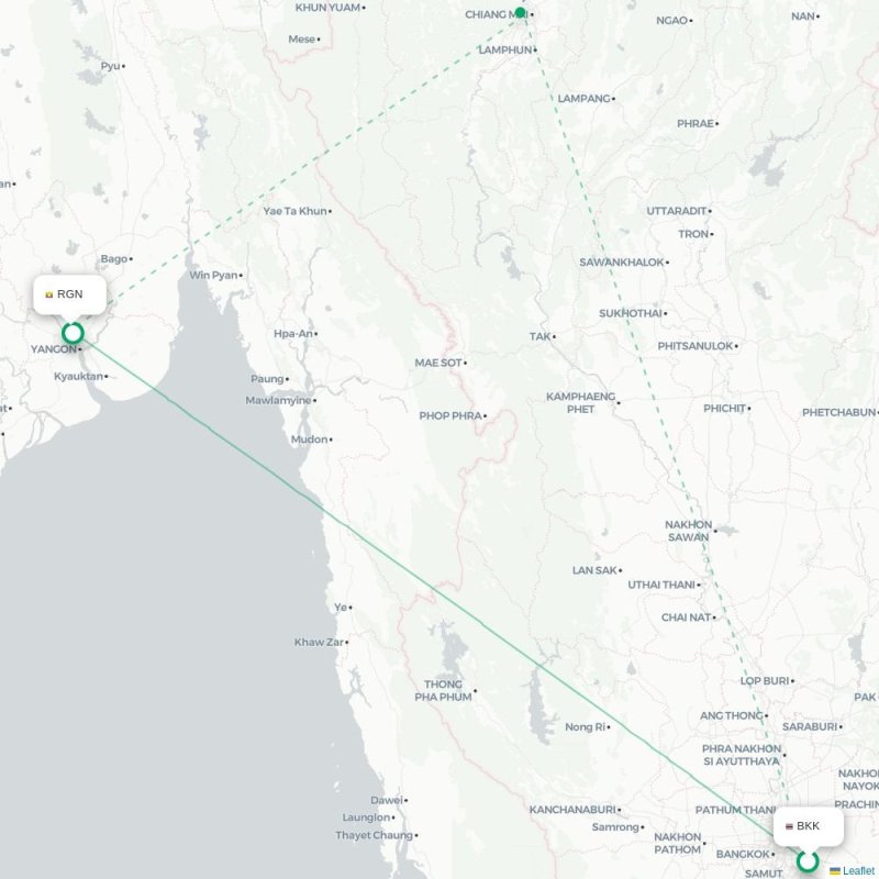 BKK - RGN route map