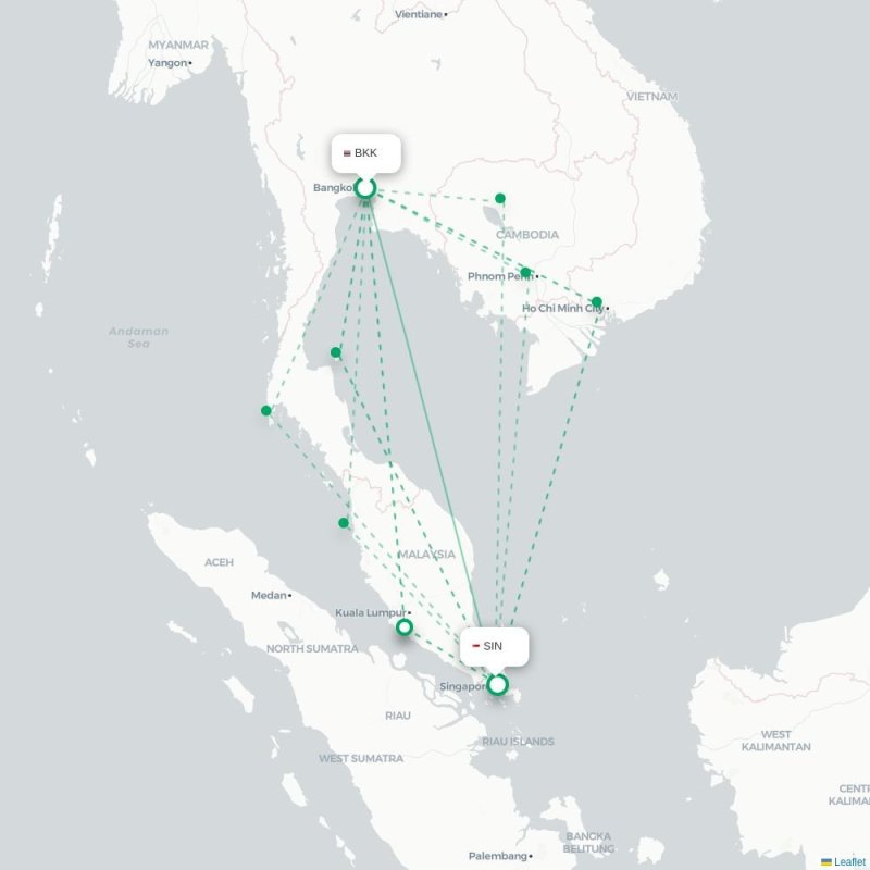 BKK - SIN route map