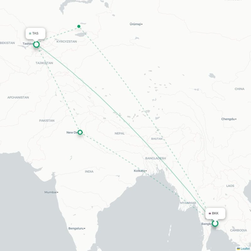 BKK - TAS route map