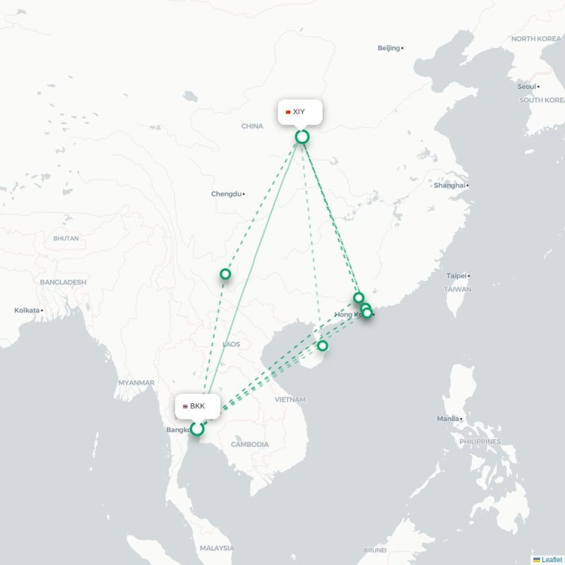 BKK - XIY route map
