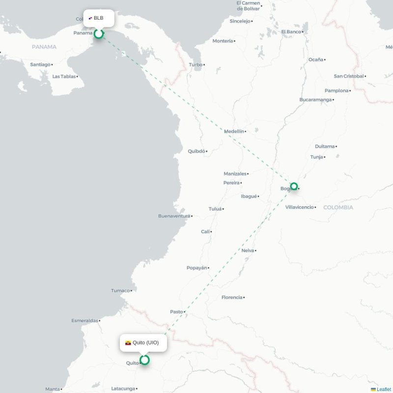 BLB - UIO route map