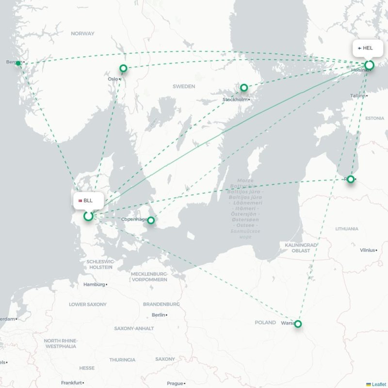 BLL - HEL route map