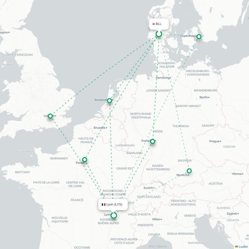 BLL - LYS route map