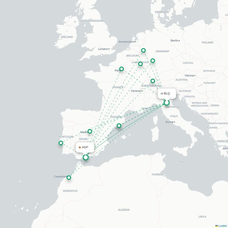 BLQ - AGP route map
