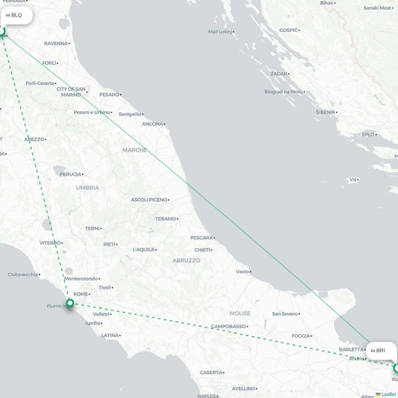 BLQ - BRI route map