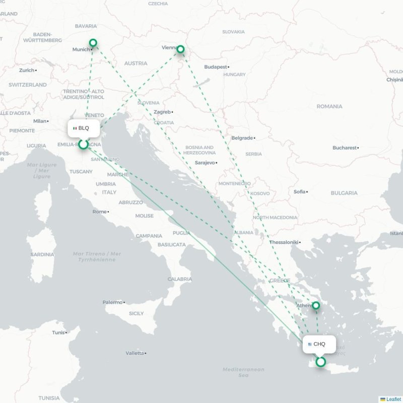 BLQ - CHQ route map