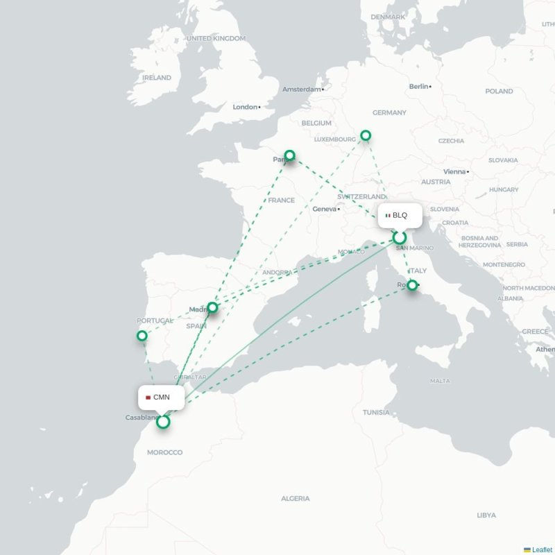 BLQ - CMN route map