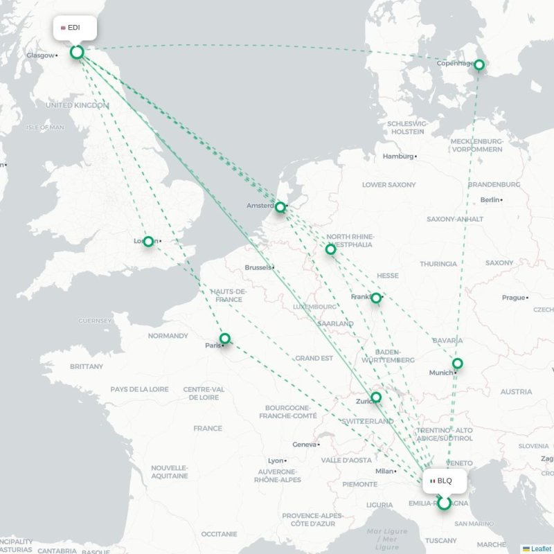 BLQ - EDI route map