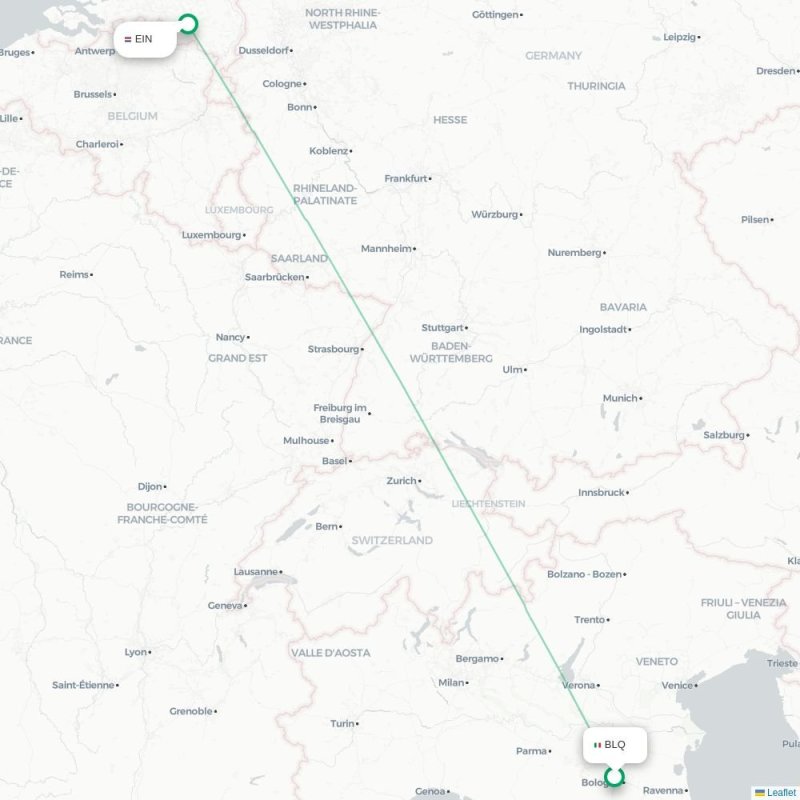 BLQ - EIN route map