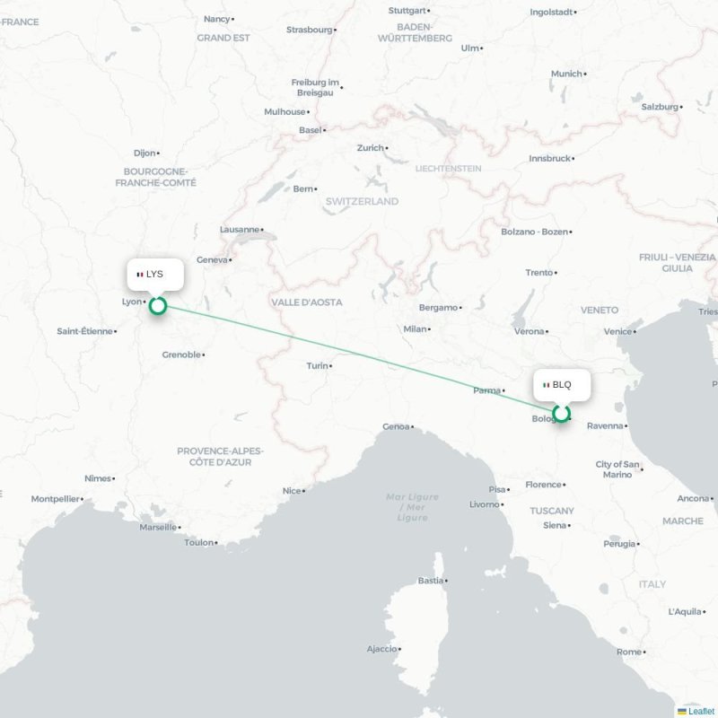 BLQ - LYS route map