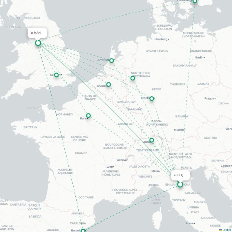 BLQ - MAN route map