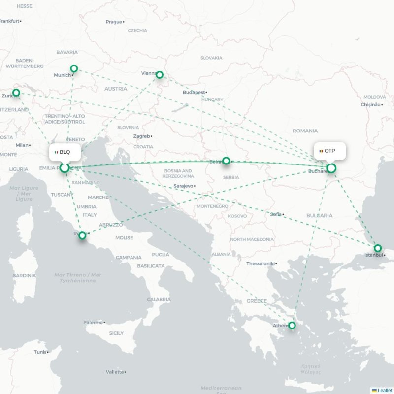 BLQ - OTP route map