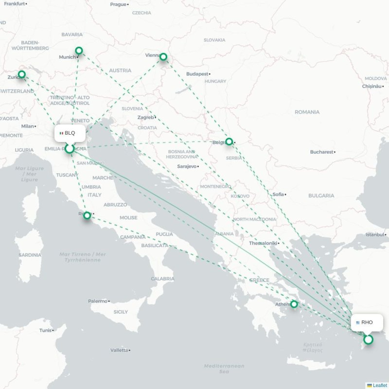 BLQ - RHO route map
