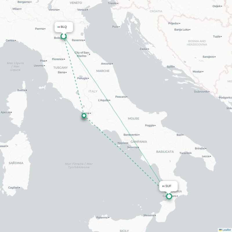 BLQ - SUF route map